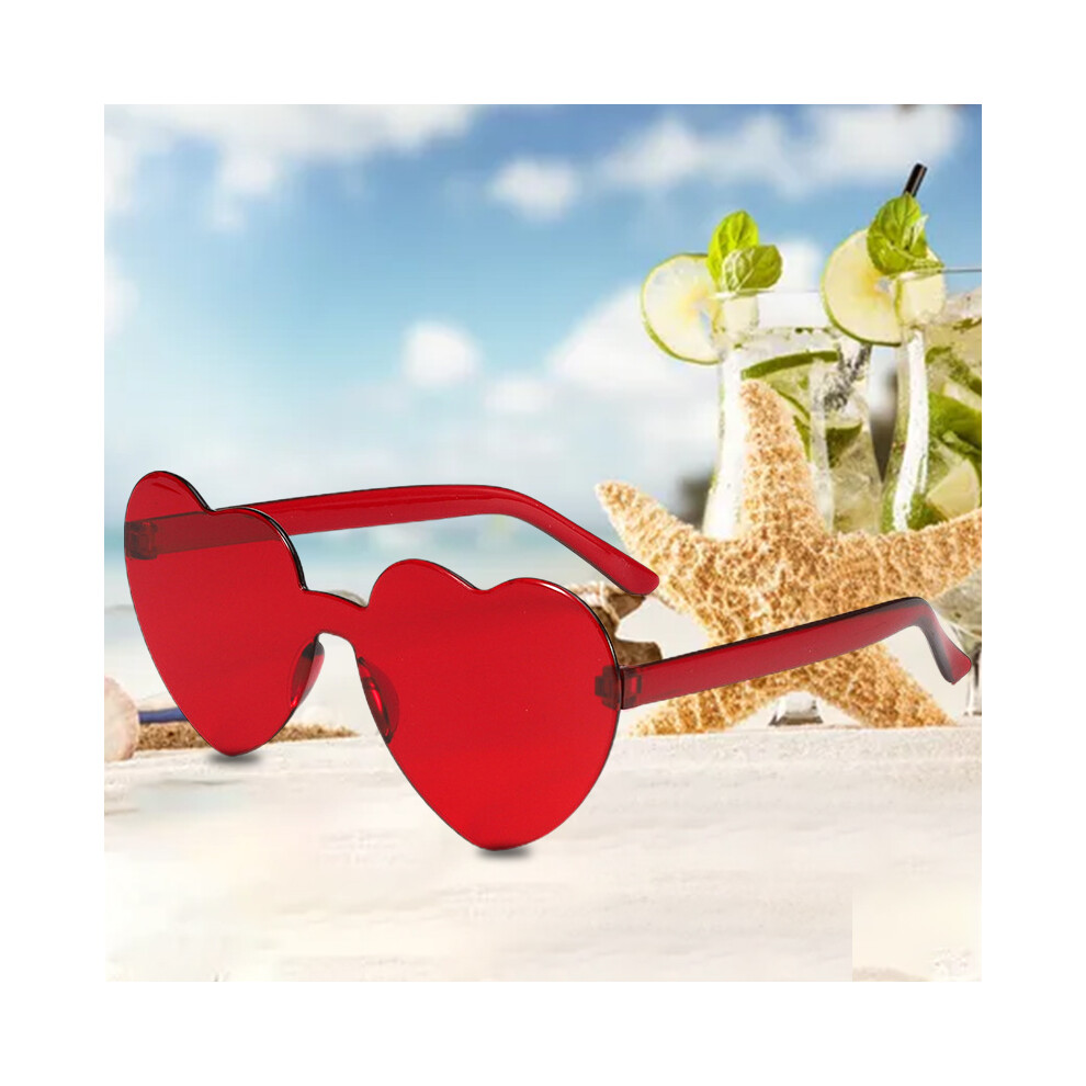Dachuang Beauty (Red) Heart Sunglasses - Candy Color Rimless Driving Glasses
