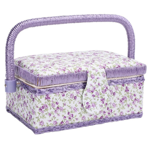 Sewing Tool Storage Basket with Removable Tray, Portable Double Layer Sewing Tool Organizer for Thread, Scissors, Spools