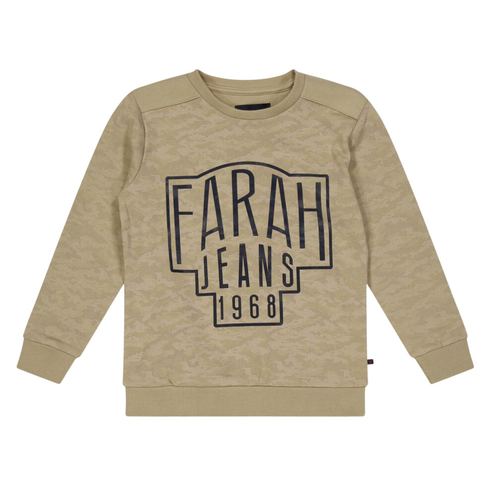 Farah (12-13 Years, Brown) Childrens/Kids Camo Crew Neck Sweatshirt