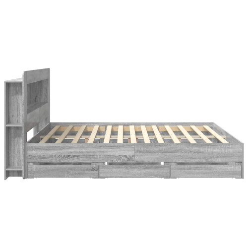 VidaXL vidaXL Bed Frame with Storage Grey Sonoma 200 x 200 cm Engineered Wood 1