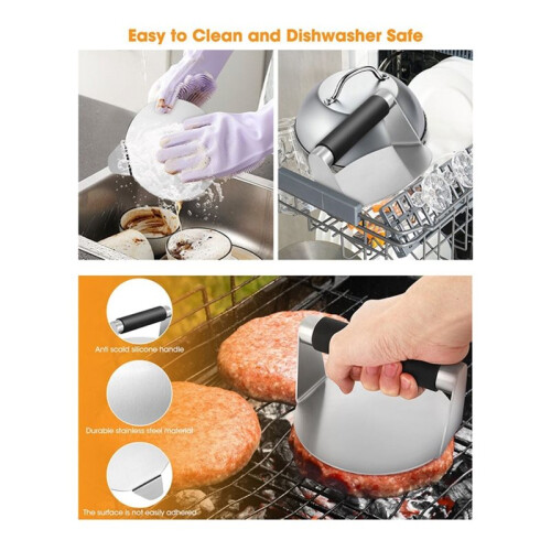 5Pcs Smashed Burger Press Kit,Cooking Burger BBQ Cookware Set,Barbecue Tool Set for Cookout, BBQ, Griddle, Grill 2