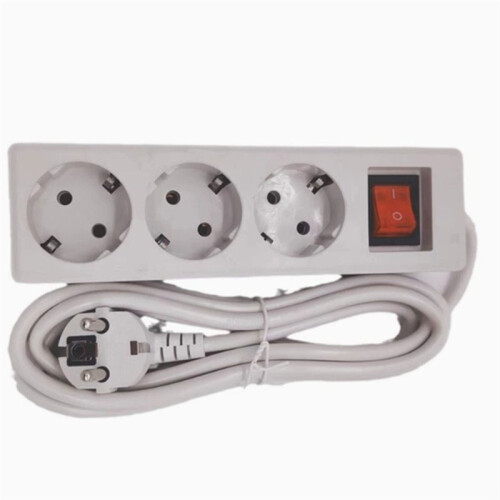 EU Plug 3 Multiple Sockets Extension Socket Adapter Power Converter 5 Meter Extension Cord for Home 2