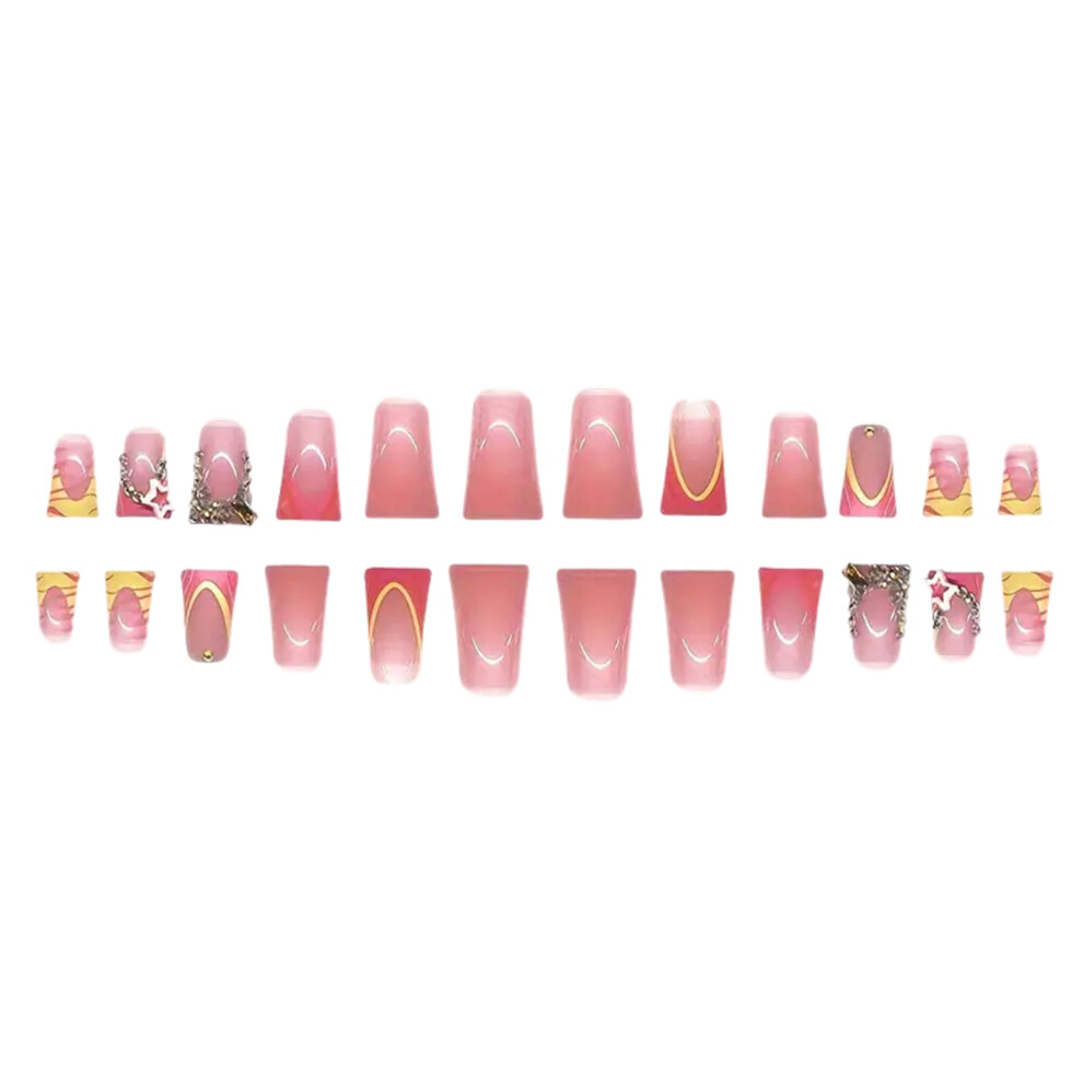 Penghui-Toys Pink Duck Fake Nails With French Tip With Not Easy Break Or Split Design For Manicure Lovers And Beauty Bloggers