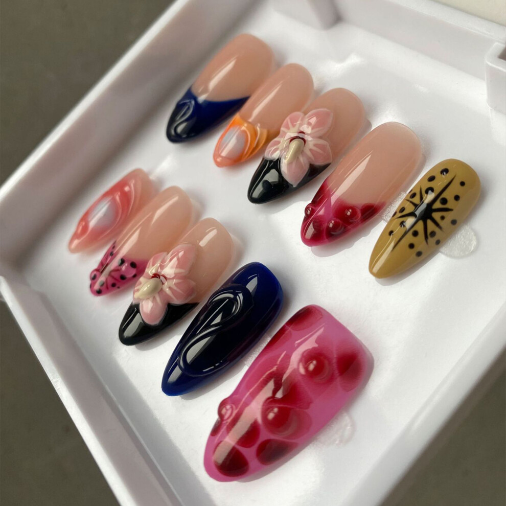 Phui-Pet-Supplies (Xs) French Tip Press-On Nails, Natural Edge