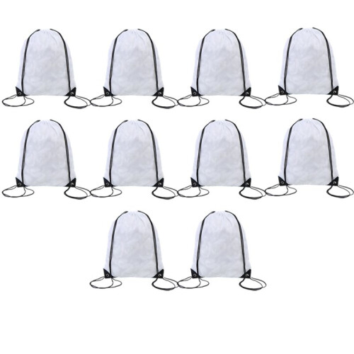 Polyester Drawstring Bag Sports  Drawstring Bag Storage Bag Drawstring Bag White