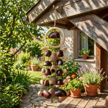 Seed Shell Shaker 3 Kinds of 25 Natural Nut Shells Hand Cranked Wind Chime Seed Shell Sound Healing Instrument