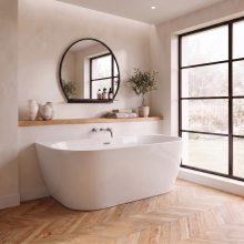 1600 x 800mm Freestanding Back To Wall Bath White Gloss Acrylic Bathroom