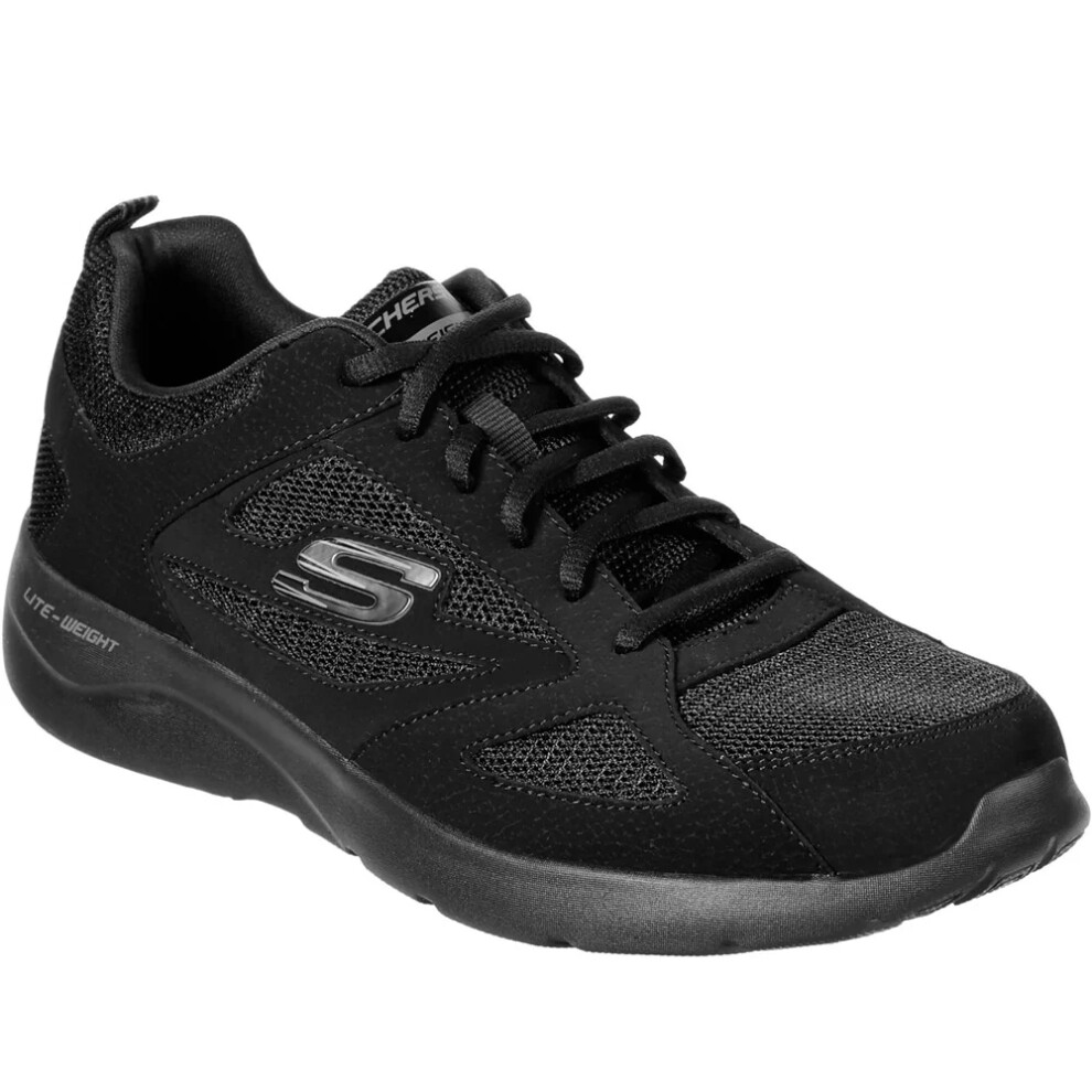 Skechers (9 Uk, Black) Mens Dynamight 2.0 Action Leather Memory Foam Lace Up Trainers