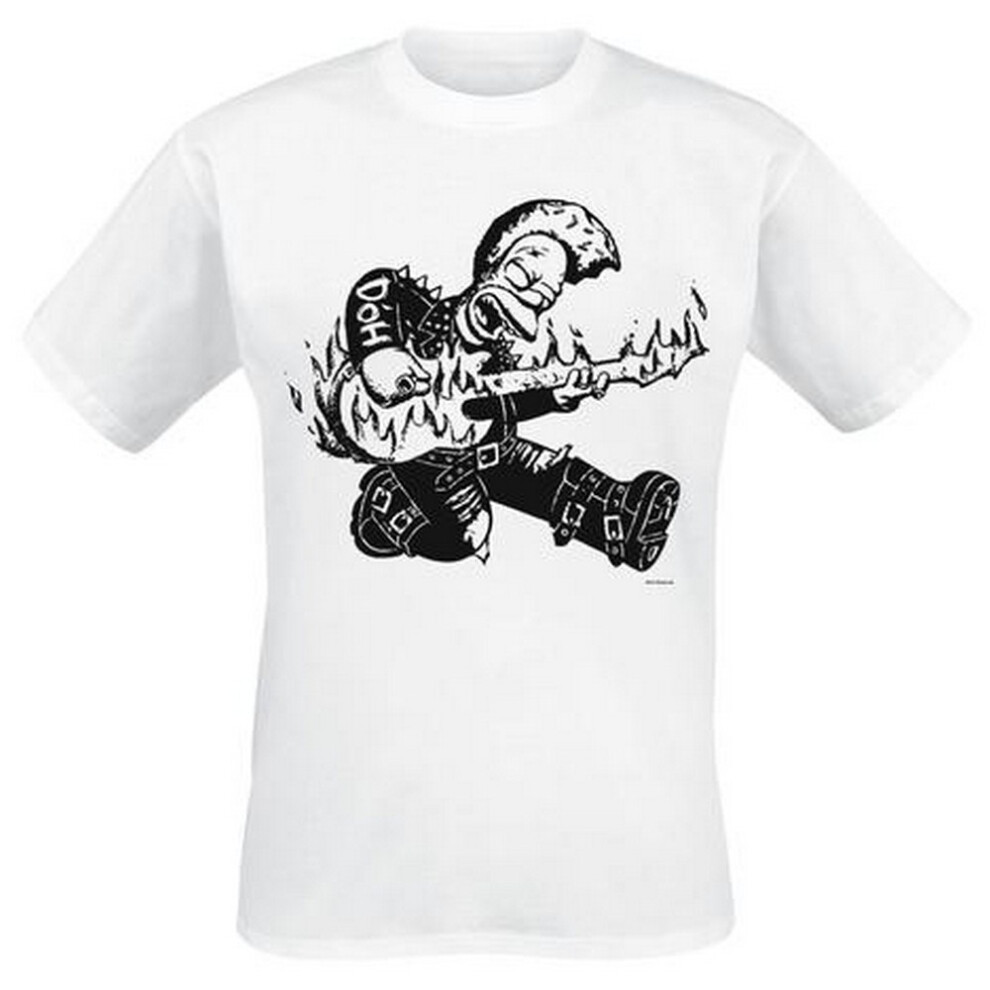 The Simpsons (M, White) Unisex Adult Homer Simpson Guitar T-Shirt