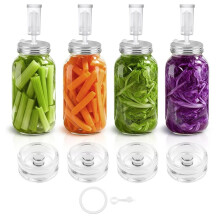 Fermentation Kit for Wide Mouth Mason Jars,4 Glass Weights,4 Stainless Steel Fermentation Lids with Airlocks,Without Jar