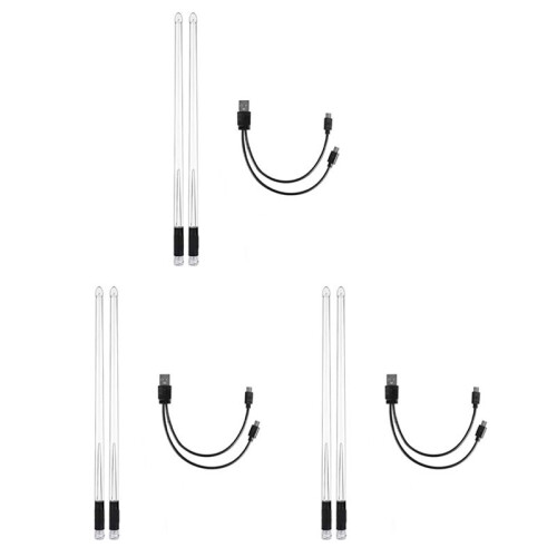6X LED Light Emitting Drumsticks 15 Colour Gradient USB Rechargeable+ Electronic Drumsticks for Stage Performance