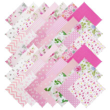 42 Rosa Stoffquadrate mit Blumenmuster (5,2 Zoll) zum Quilten, 100 % Baumwolle (Charm Packs)