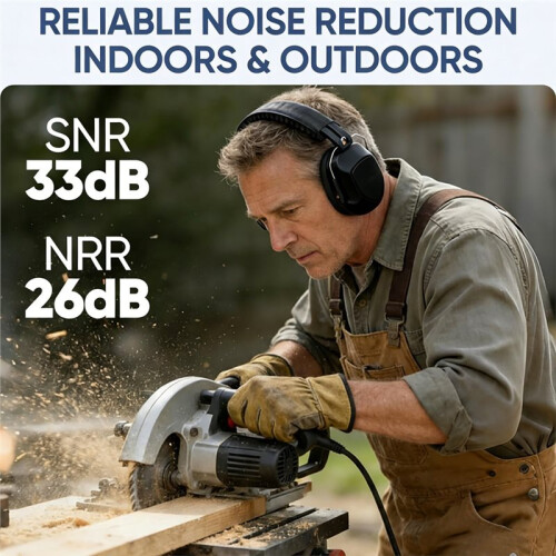 Adjustable Noise Cancelling Ear Muffs for Adults, SNR 33dB, Ideal for Construction and Shooting 1