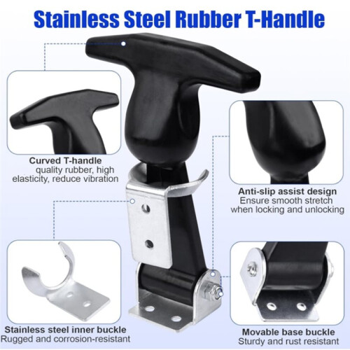 Elastische Roestvrijstalen Rubberen Kapsluiting - Flexibele T-Greepsluiting van Rubber met Beugels 1