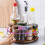 Kitchen Solid Wood Storage Rack Steel Round Organizer Desktop Spice Bottle Jar Turntable Rotating Makeup Tray 4