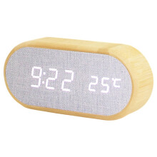 Digitale Wekker met Temperatuurweergave, Houten Tafelklok voor Slaapkamer en Kantoor, Decoratie van Bamboe, Niditon