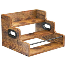 Large Wooden Liquor Bottle Display Shelf 3 Step Countertop Liquor Wine Rack Vintage Coffee Syrup Stand Bar Organizer