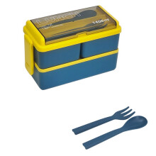 Mikrowellengeeignete, Doppelwandige Bento-Box für Kinder mit Besteck, Vorratsbehälter