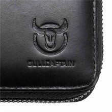10X BULLCAPTAIN Leather Men Wallet Card Pack Zipper Card Case Holder Credit Card Bag Short Coin Purse Black
