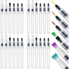 24 Pcs Watercolor Brush Pens Set Refillable Watercolor Paint Pens Pointed and Flat Tip Styles for Blending Coloring Art