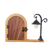 Wooden Fairy Door Outlet Cover Plate Baby Proof Light Guard with Night Light Feature for Nursery Decor