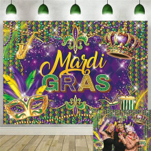 Mardi Gras Masquerade Backdrop for Photography, Carnival Party Decorations, 7x5FT B