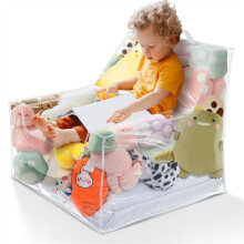 Kids Storage Stool Chair 2in1 Thickened PVC Toy Organizer Bag Transparent Storage Box