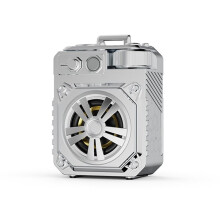 Pocket Speaker Wireless Outdoor Subwoofer Flashlight IPX5 TWS MP3 Music Box TF Card U Disk Silver