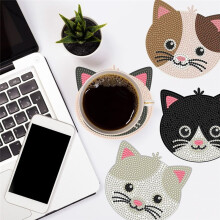 Diamond Mosaic Coasters 8pcs Diamond Embroidery / Painting with Rhinestones / Cat