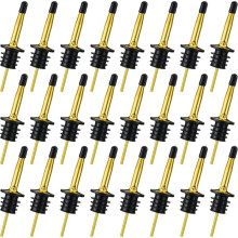 24 Pcs Stainless Steel Bottle Pourers with Rubber Dust Caps Tapered Spouts Set Bar Supplies for Oil Beer Drink Water