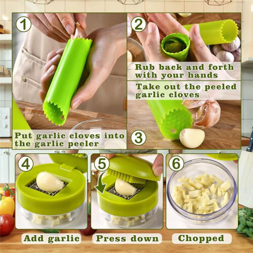 Garlic Press, Garlic Masher with Peeler and Cleaning Brush, Chopper  Kitchen Tools 2-Pack 1