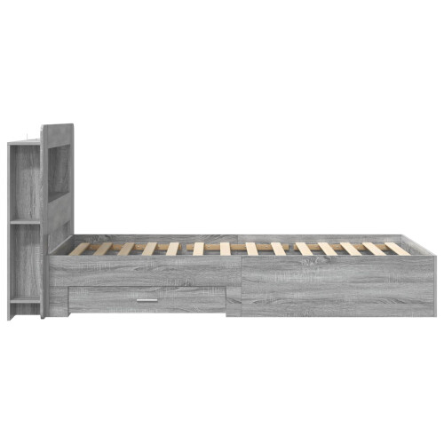 VidaXL vidaXL Bed Frame with Storage Grey Sonoma 75 x 190 cm Engineered Wood 1