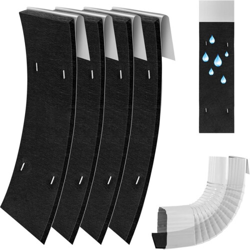 Kit com 4 Amortecedores de Ruído para Calhas, Redutor de Ruído de Chuva de 3,5 X 11,8 Polegadas, Redutor de Gotejamento Ajustável para Calha