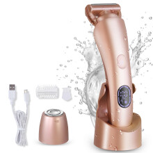 Hatteker 2 in 1 Elektrorasierer für Frauen Lady Epilierer wasserdicht mit abnehmbarem Kopf