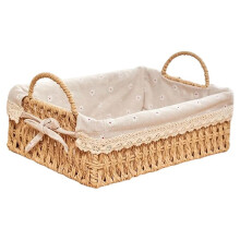 Handwoven Storage Baskets with Handles Kitchen Organizer Cosmetic Box for Bedroom Bathroom Breakfast Fruit Decorative,B