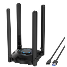USB WiFi Adapter for PC AX5400 Tri-Band 2.4/5/6GHz Wireless Network Adapter with 4 High Gain 5dBi Antennas for Desktop
