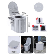 Portable Camping Toilet, Phone Holder, Toilet Paper Hook, Foldable Car Toilet, Emergency Toilet A