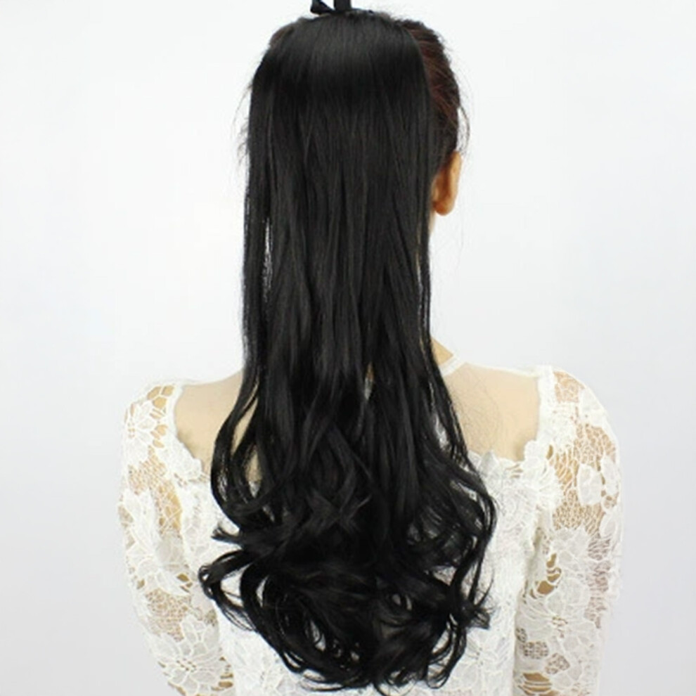 Reach-Tools (Natural Black, 35Cm) Women\'S Curly Ponytail Hair Extensions - Windproof