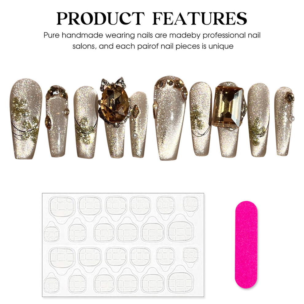 Hue-Grain (Xs) Flash Cat Eyes Nail Extensions, Odorless & Comfortable