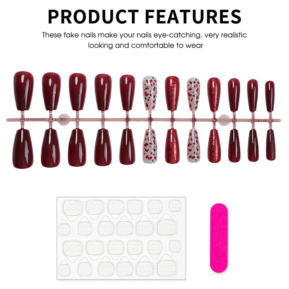 Phui-Pet-Supplies Glitter Wine Red Fake Nails, Odorless & Eco-Friendly