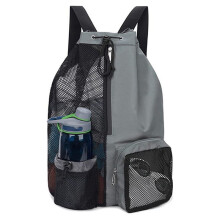 Swim Bag Mesh Drawstring Backpack for Swimming, Gym, Pool, Workout Gear & Sports Gray