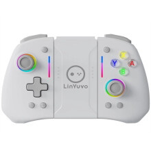 LinYuvo KS42 Meteor Light Wireless Joy-Pad with 8 Color RGB Lights for /Lite/OLED,with Programmable,Back Button White Gray