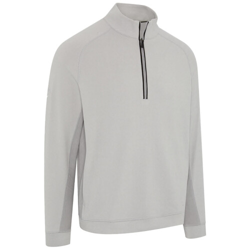 (L, Concrete Heather) Callaway Golf Mens Brushed Rib 1/4 Zip Pullover Thermal Opti-Dri Sweater