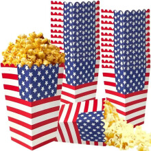 24pcs Independence Day Cookie Bags Candy Treat Bags American Flag Star Stripe Buffet Snack Bags 4th of July Partys B