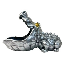 Unique and Crocodile Card and Key Storage Box for Home Decor Silver