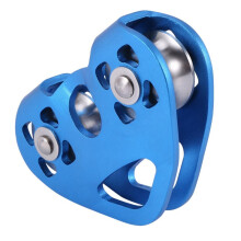 10X Heart-Shape Climbing Double Pulley Steel Cable Rope 13mm Climbing Device High Speed Zipline Trolley 24KN