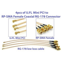 Pack of 20 RF U.FL(IPEX/IPX) PCI to RP-SMA Female Pigtail Antenna Wi-Fi Coaxial RG-178 Low Loss Cable