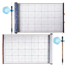 6 Pcs Chinese Calligraphy Practice Set Calligraphy Cloth with Brush Pen Plastic Dish Gift for Beginners Home School