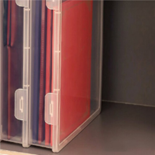4X Plastic File Organizer Transparent Square Storage Box Storage Box File Storage Box S 2