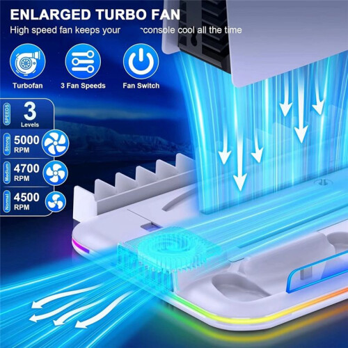 For PS5 Slim PRO Game Console Optical Drive Version and Digital Version Multi-Function Cooling Base Controller Black 1